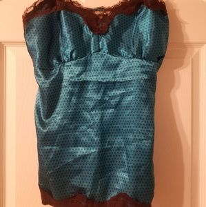 Blue&brown polka dot silky camisole